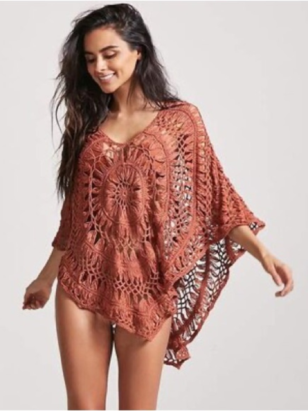 Terracotta Crochet Beach Cover Up